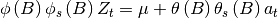 \phi \left(B\right){\phi}_s\left(B\right)Z_t=\mu +\theta \left(B\right){\theta }_s\left(B\right)a_t